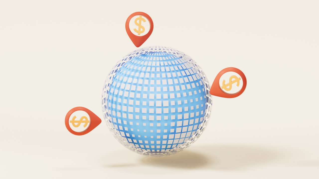 디지털 데이터 스피어, 돈 마크, 3d 렌더링