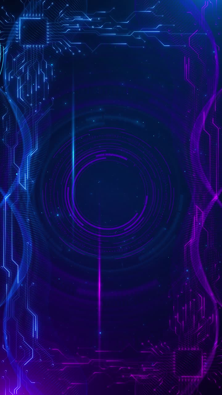 AI umělá inteligence, těžba dat, futuristická technologie, neonová animace, CPU, GPU, deska plošných spojů, 3D