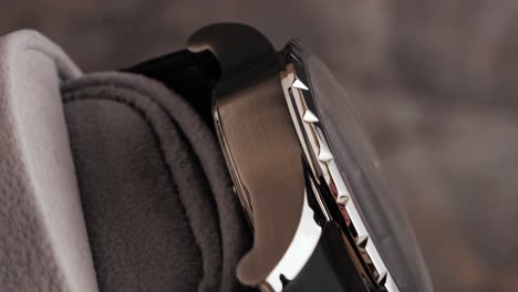 premium wristwatch spinning on a display turntable, showcasing elegance and design