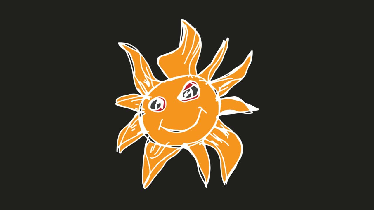 niños dibujando un fondo negro con el tema del sol