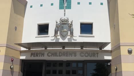 perth children’s court, legal law courts western australia entrance sign straight