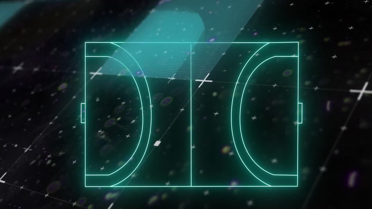 Animation of neon green sports field and markers
