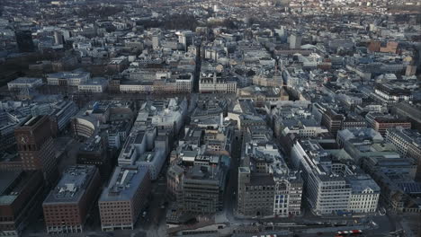 wide aerial shot of oslo downtown centre, norway