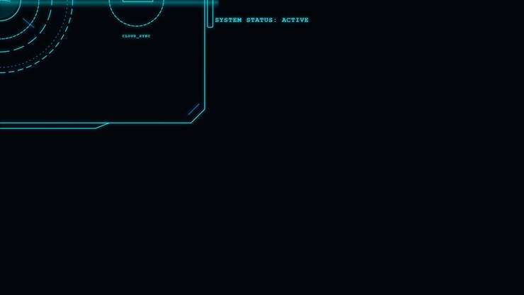 Futuristic Digital HUD Interface with Cloud Sync Status