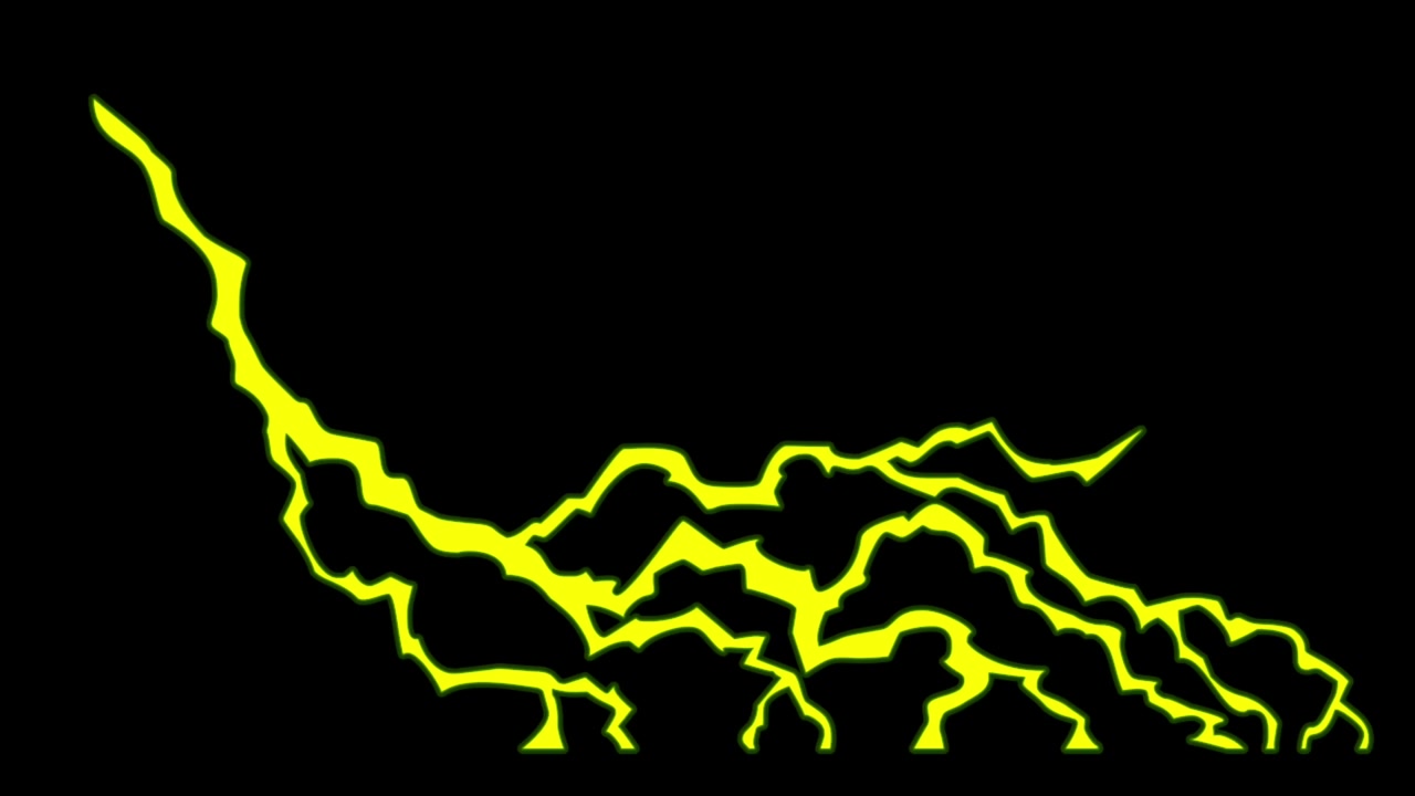 Animazione fulmine giallo isolato su sfondo nero