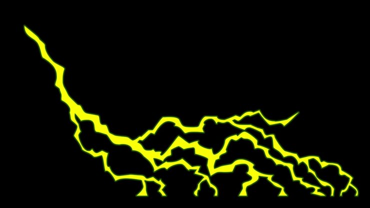 Animazione fulmine giallo isolato su sfondo nero