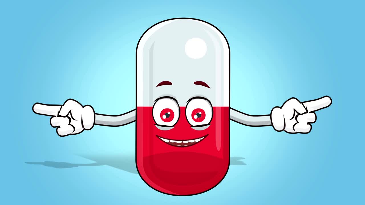 Animazione Facciale Capsula di Pillola Cartone Animato Puntatore a Doppia Faccia con Alpha Matte