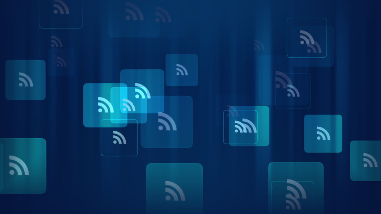iconos de alimentación de movimiento en un fondo de red simple