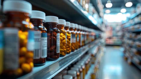 shelves of medicine bottles in a pharmacy