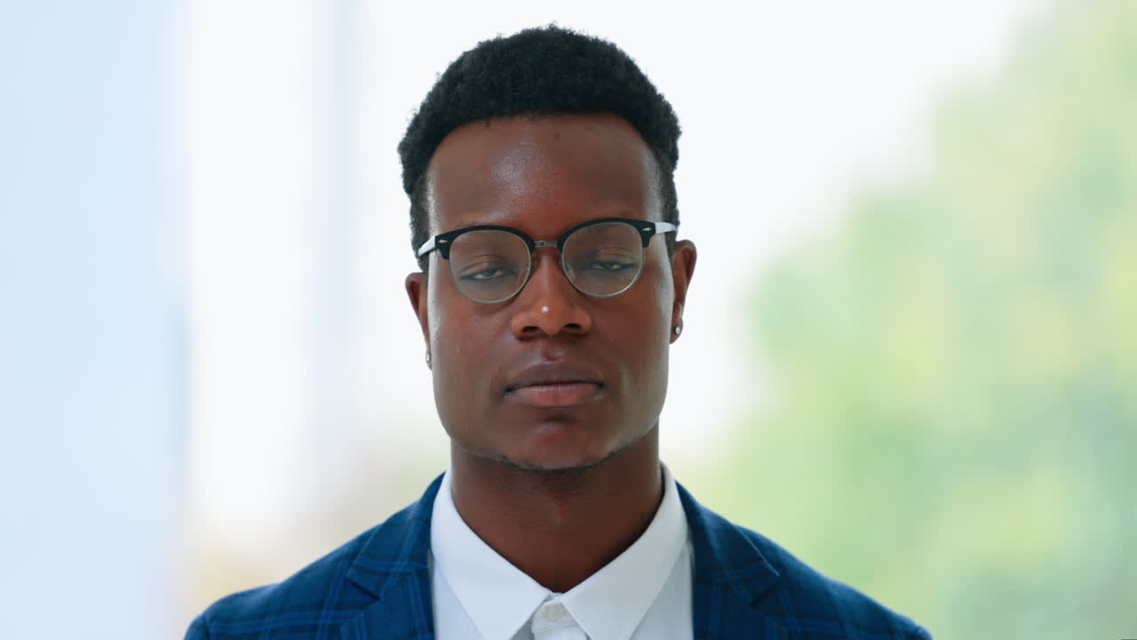 Focus, face and black man accounting intern