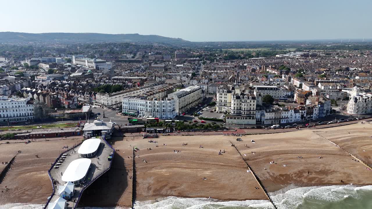 Eastbourne Pier Sussex UK drone, luftfoto