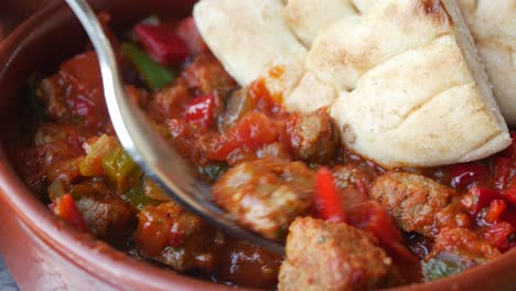 delicious lamb stew with pita bread