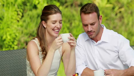 sweet couple drinking coffee