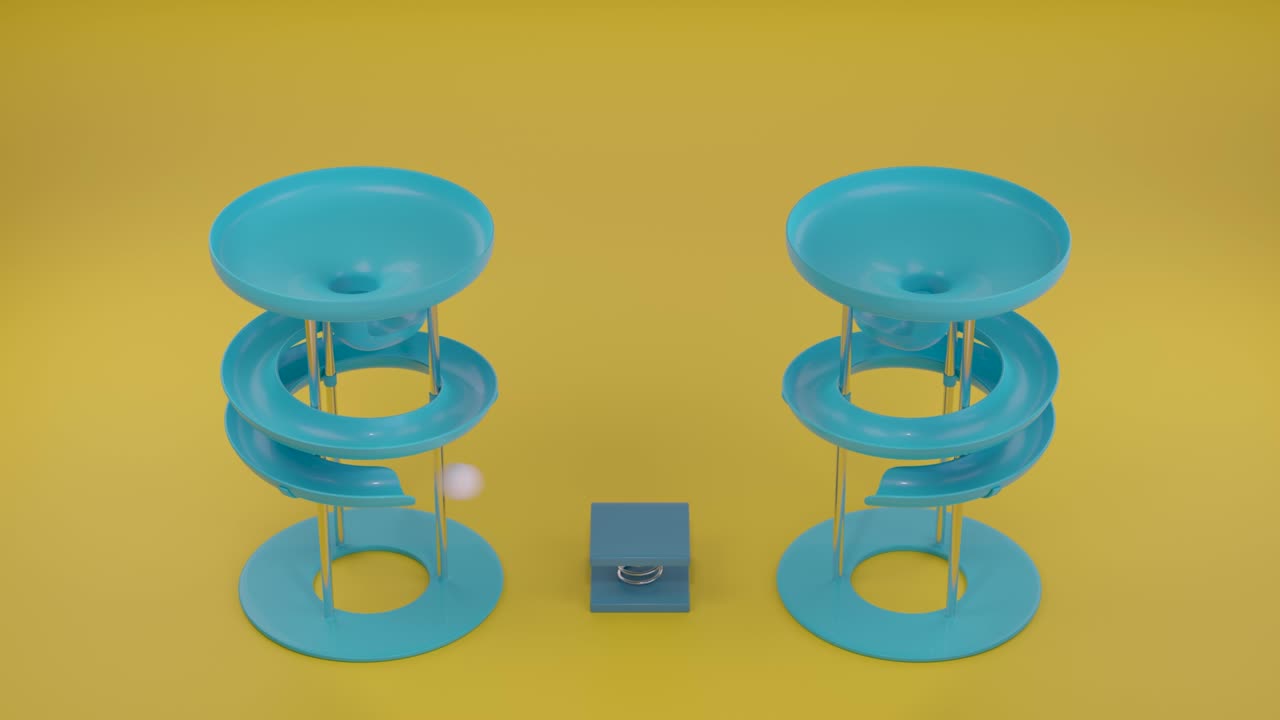 las bolas rodando por un tobogán. extrañamente satisfactoria animación en bucle 3d.
