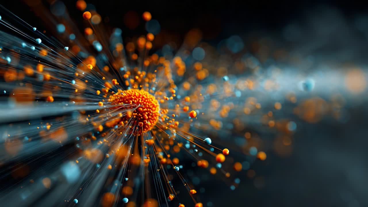 Dynamic Visualization of Particles in Motion, Showcasing a Vibrant Spectrum of Colors with Emphasis on Speed and Energy Transfer in an Abstract and Artistic Representation