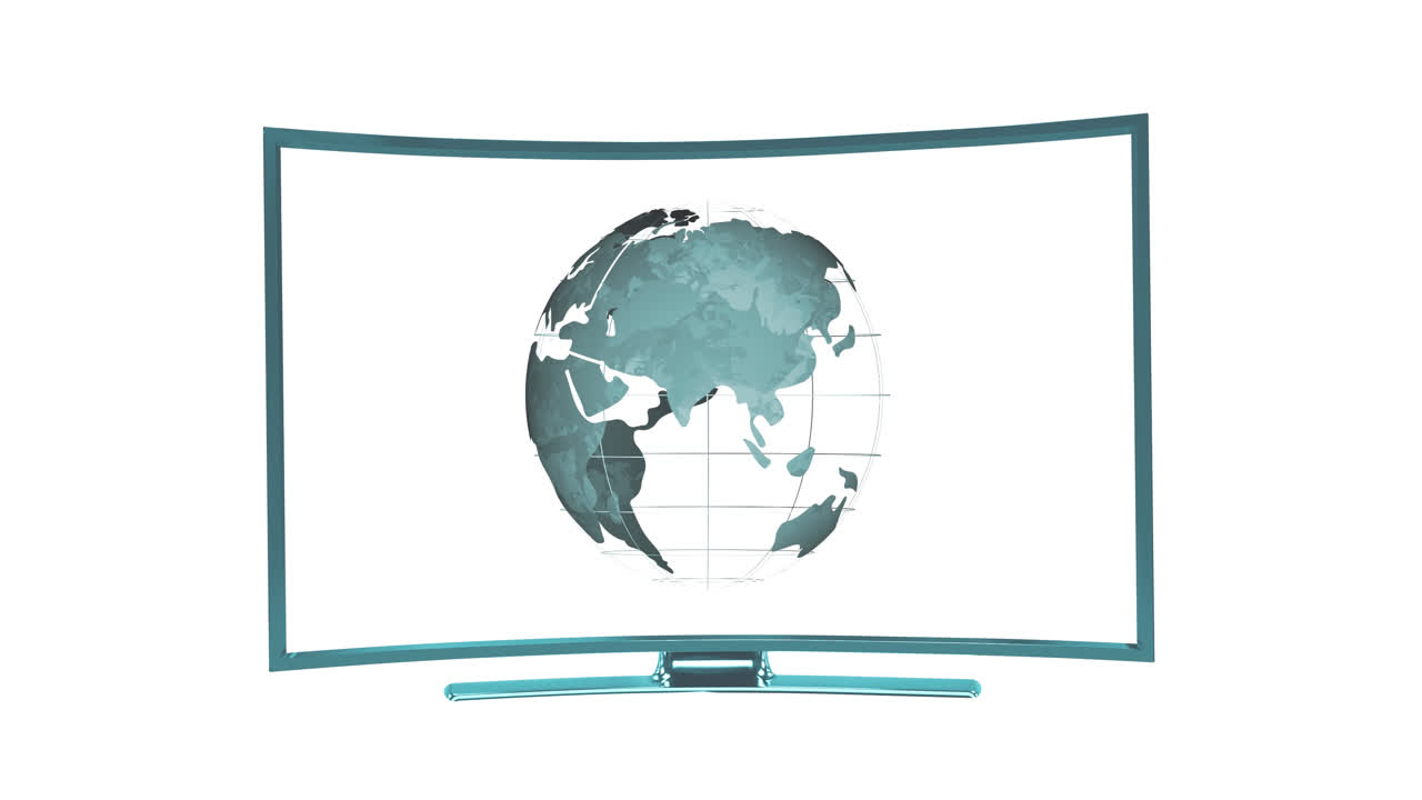 Animation of tv with globe on white background