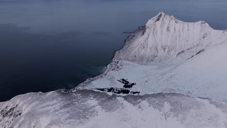 Aerial-view-of-Norway-snow-mountain-beautiful-landscape-during-winter