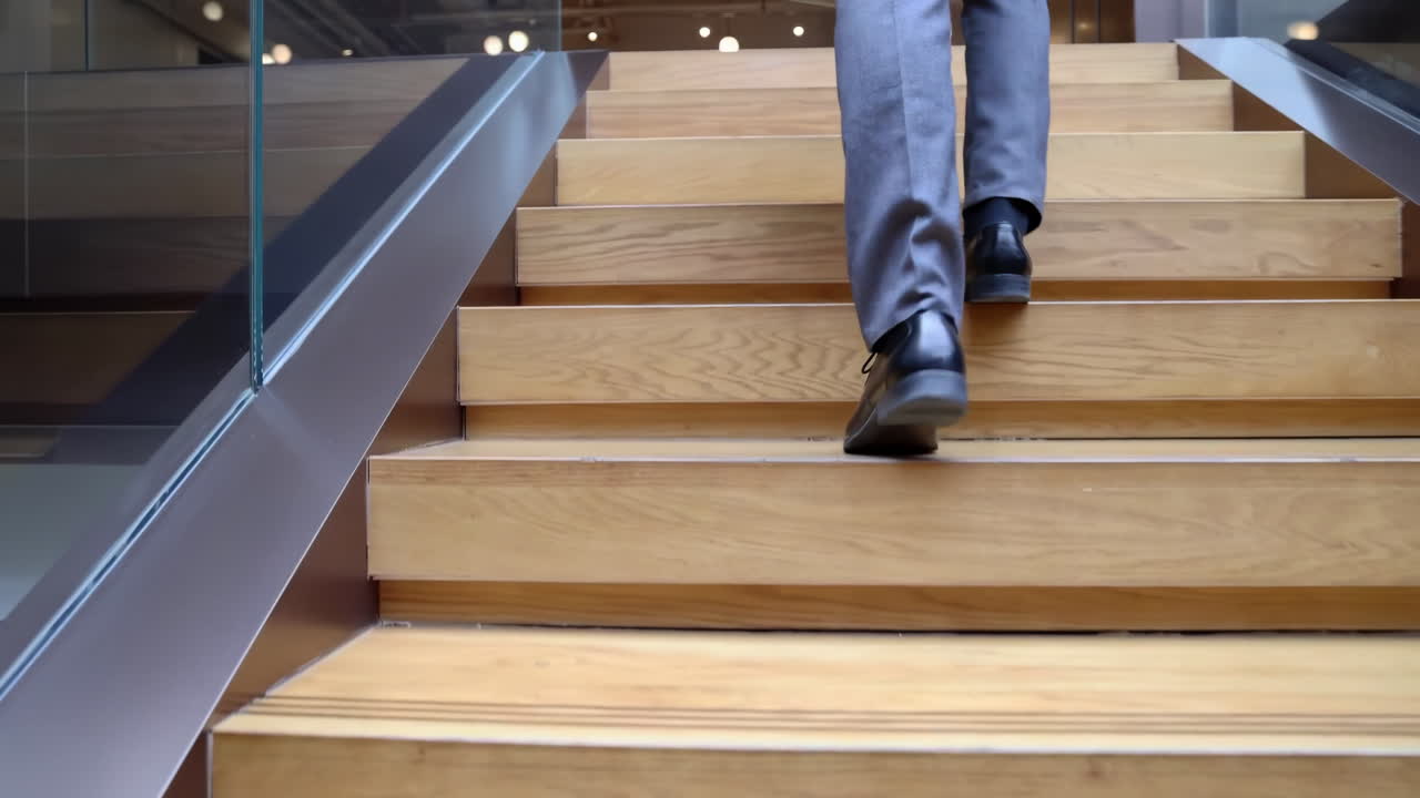 Confident businessman with High Spirits Ascending the Stairs, climbing the ladders to success. concept of career path success, future planning and business competitions