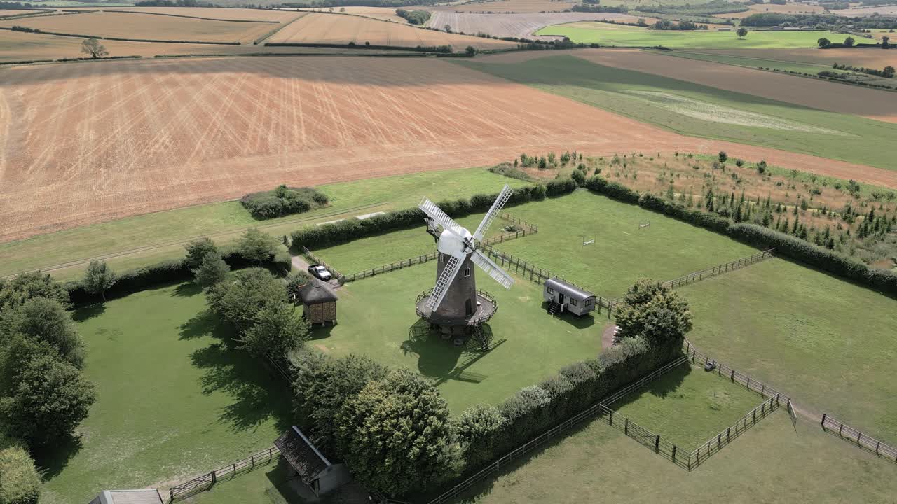Wilton Windmill At The Countryside In Summer In Wilton, UK. - aerial shot