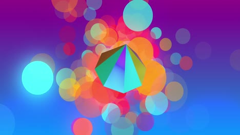 Animation-of-3d-multicoloured-shape-over-neon-multi-coloured-background