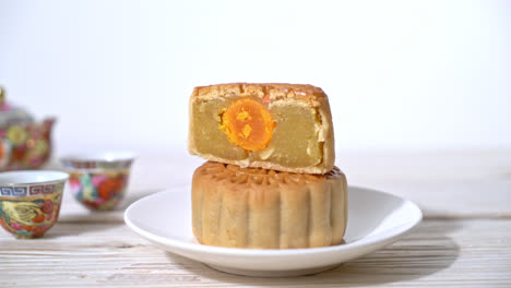 chinese moon cake durian and egg yolk flavour for mid-autumn festival