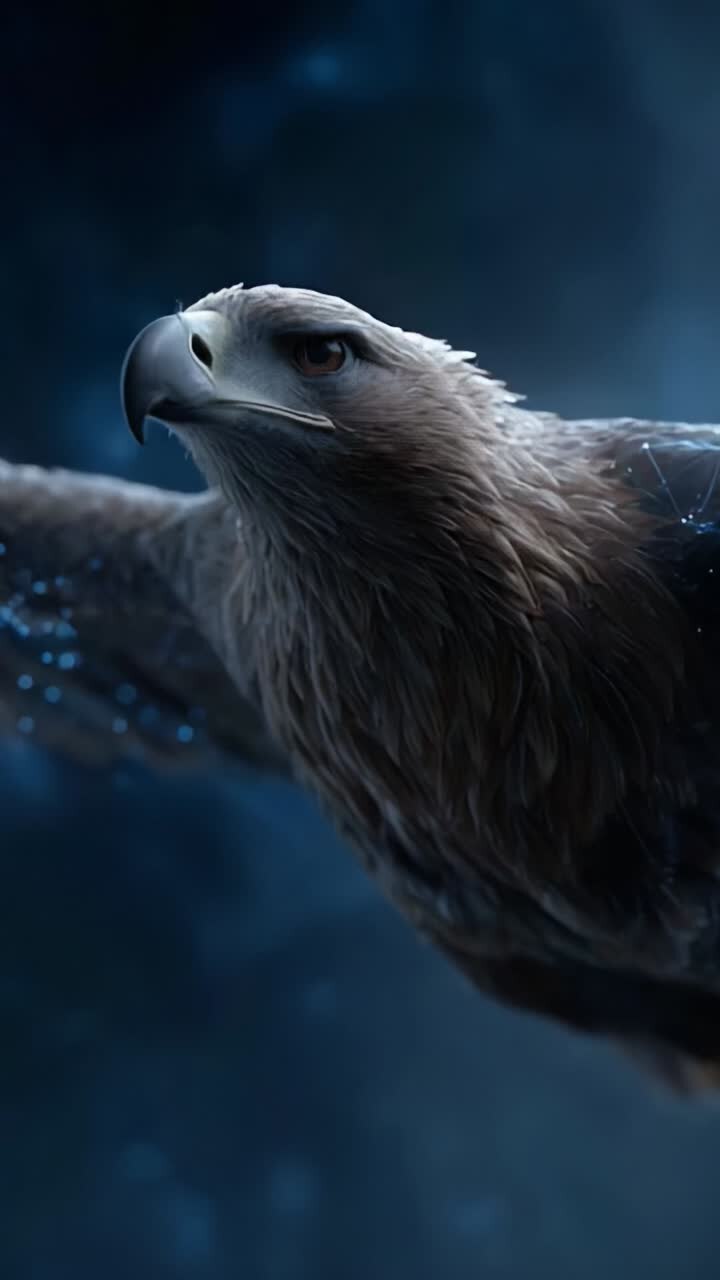 Majestic Eagle Soaring Through Ethereal Skies with Dazzling Cosmic Patterns Imprinted on Its Feathers, Capturing the Essence of Freedom and Power in Flight