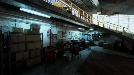 inside a dirty and rusty workshop