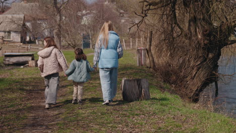 children walking along a countryside path
