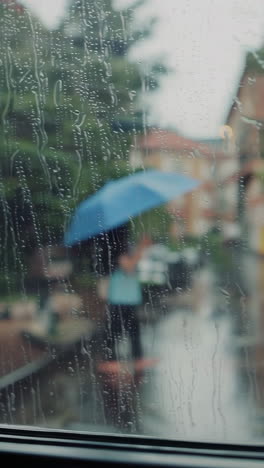 Rainy Day City Scene Through a Window