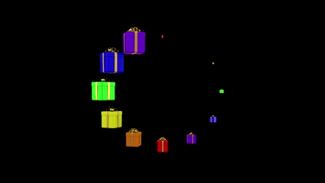 las cajas de regalos forman un círculo de carga