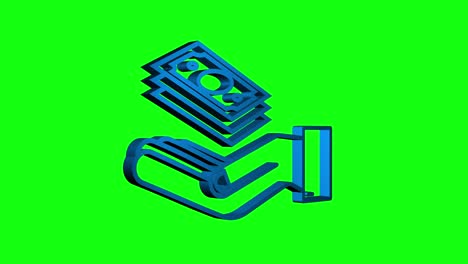 mano de dinero 3d para el diseño conceptual. mano sosteniendo billete de dinero verde. gráfico de movimiento