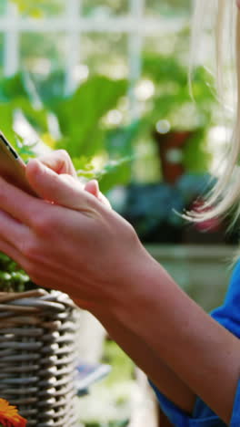 mujer hermosa usando teléfono móvil