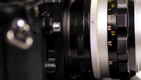 Vintage-Analogic-Film-Camera-Details,-Nikon-F3-Close-up