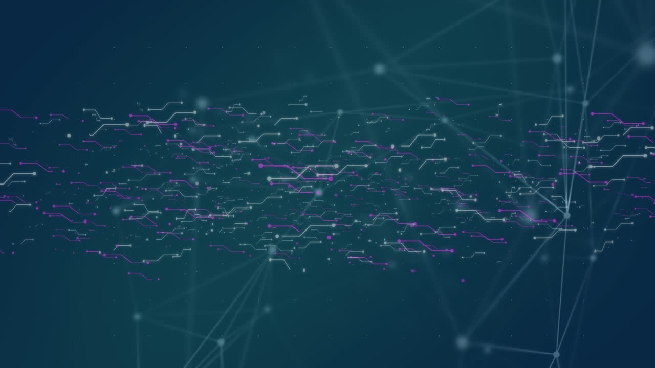 Animation of networks of connections on blue background