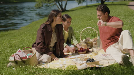family enjoying a picnic outdoors