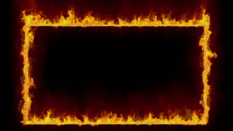 marco de fuego aislado en fondo negro.