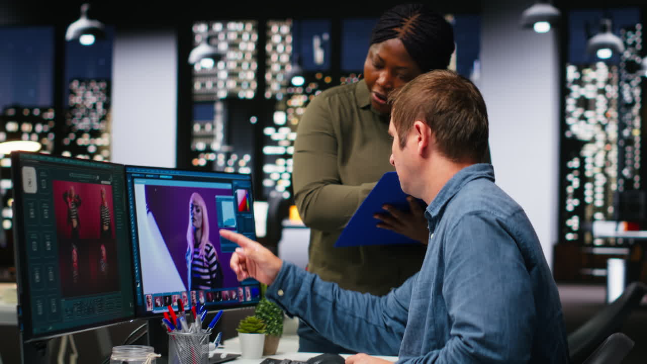 Two graphic editors using AI and software for color retouching