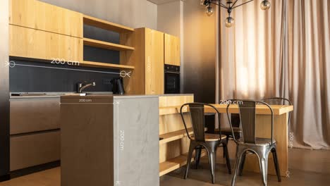 modern open-plan apartment kitchen and living area