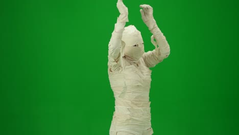 green screen isolated chroma key video capturing a mummy dancing and singing actively into the - green screen isolated chroma key video capturing a mummy dancing and singing actively into the microphone. haloween holidays. mock up, workspace for your promotion clip or advertisement