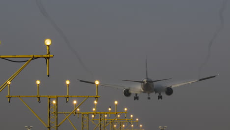 airplane landing in foggy conditions