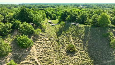 facing southward above lake michigan