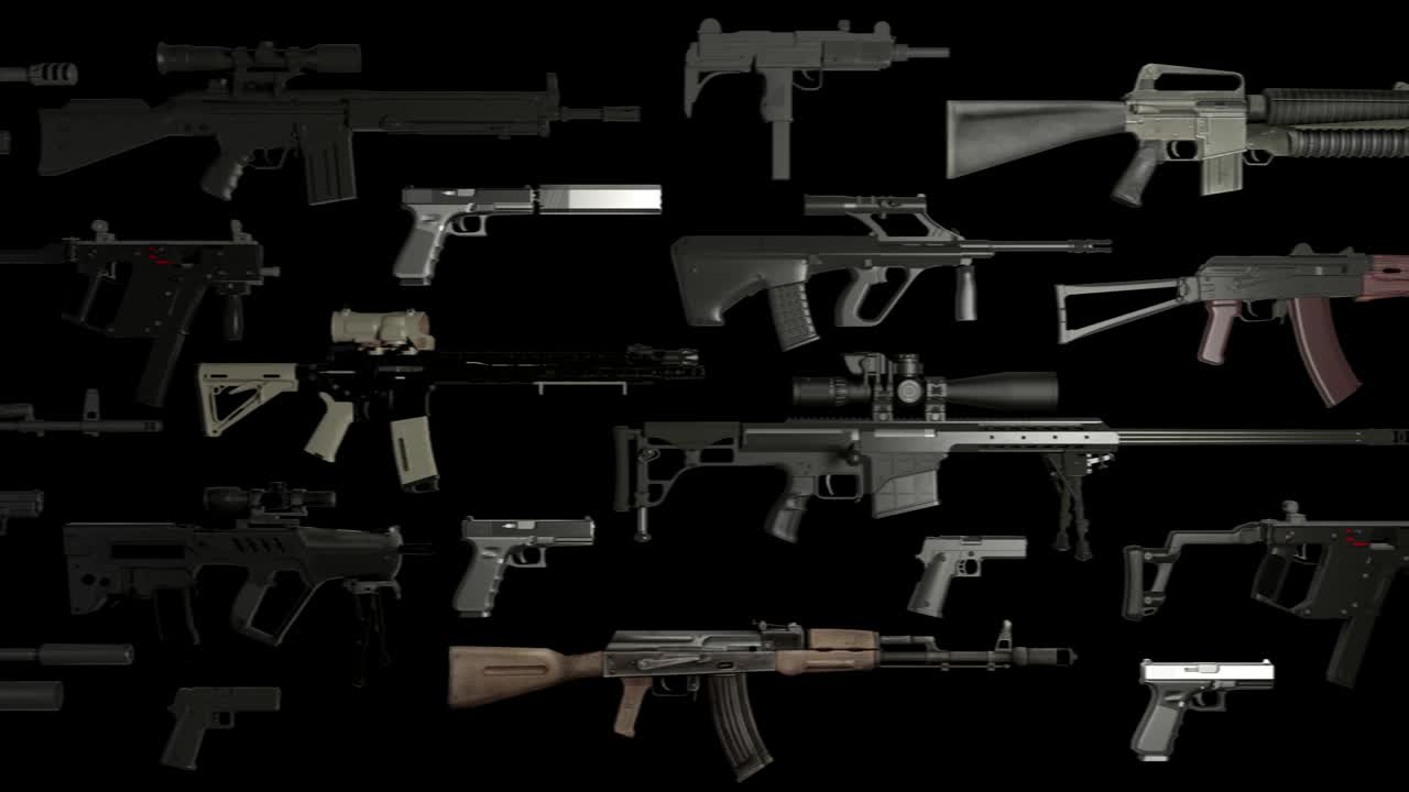 armas rifles ametralladoras pistolas en negro