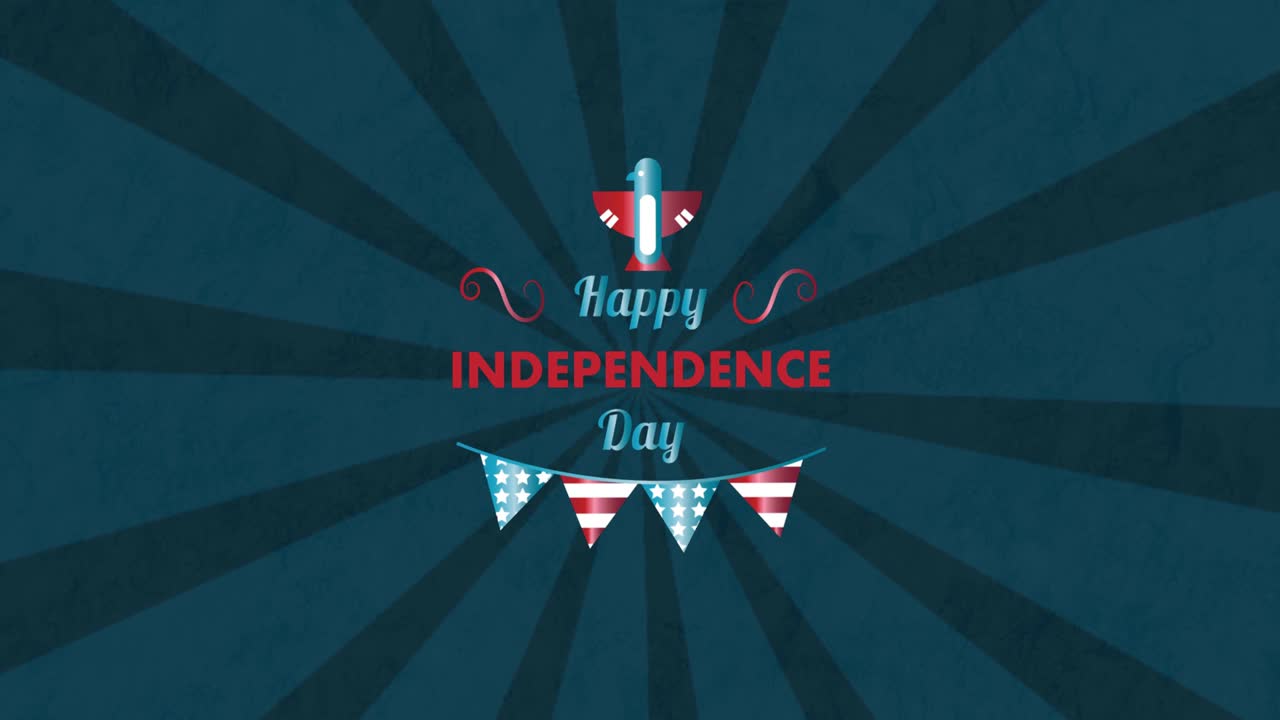 파란색 배경에 있는 독립기념일 텍스트의 애니메이션