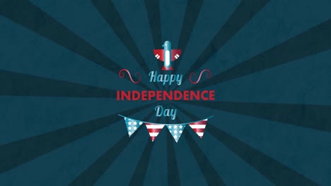 animation of independence day text on blue background