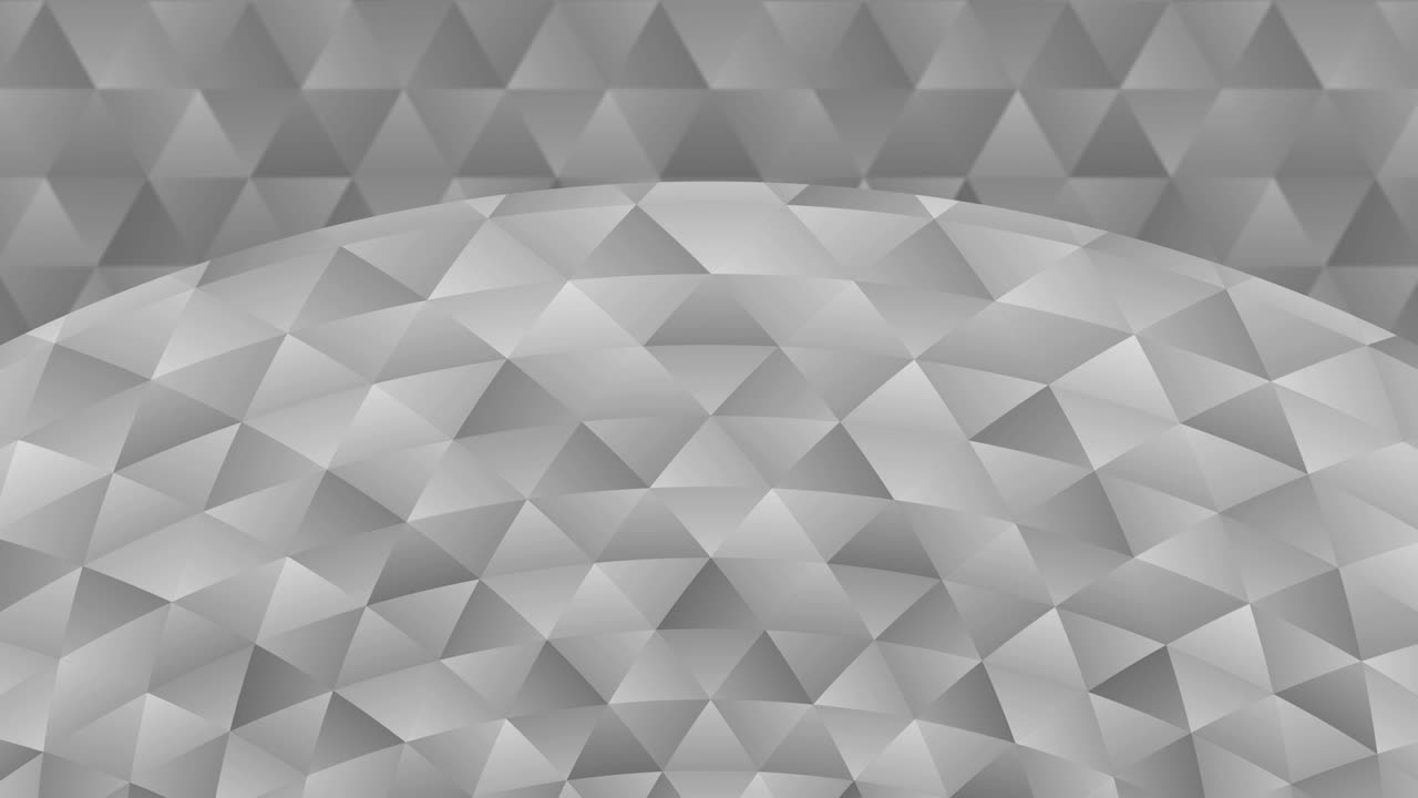 Triangle pattern of geometric shapes. Abstract polygonal loop animation. Monochrome gradient background.