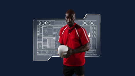 animation of scopes scanning and data processing with rugby player
