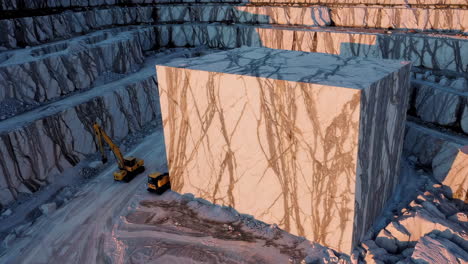 massive marble block in quarry