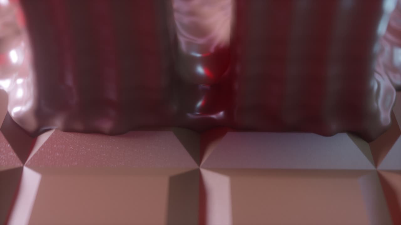 녹은 초콜릿이 초콜릿 바 위에 아져