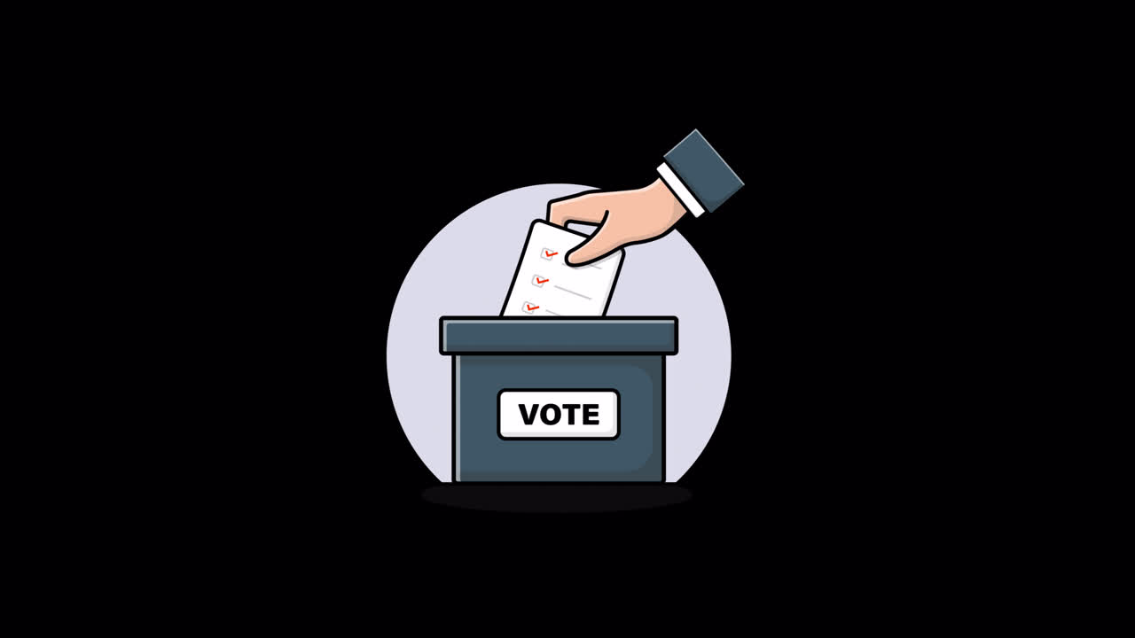 Voting Process Animation with Hand and Ballot Box