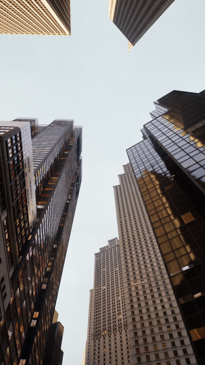 una vista de bajo ángulo de edificios altos en una ciudad